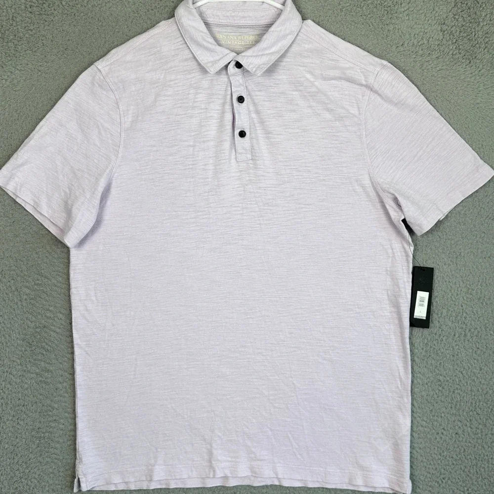 NEW Banana Republic Polo Shirt Mens Large Light Purple Vintage Tee Casual Rugby